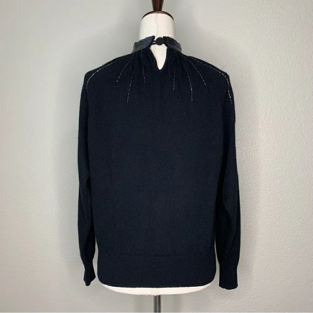 Into the Night by Laura Peterson Lambswool Blend Beaded Neckline Sweater